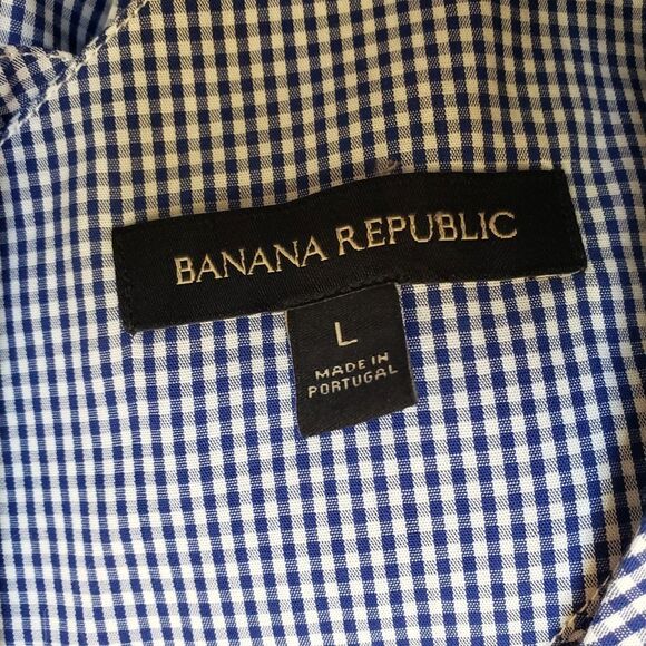 Banana Republic Gingham Sleeveless Top Crossback Size Large 100% Cotton Brunch - Picture 3 of 6